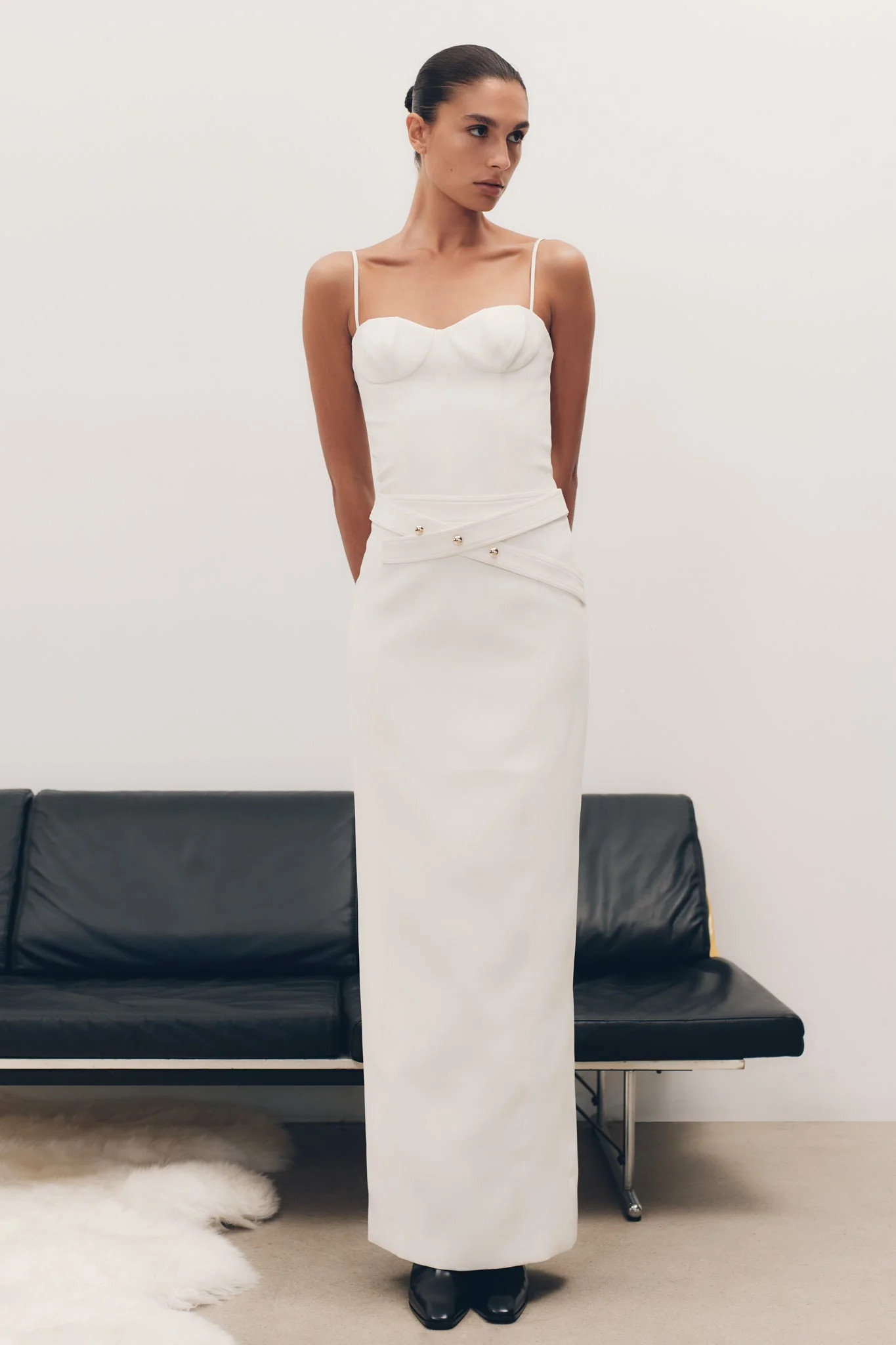 Angelie Suiting Maxi Skirt - Ivory | Meshki UK