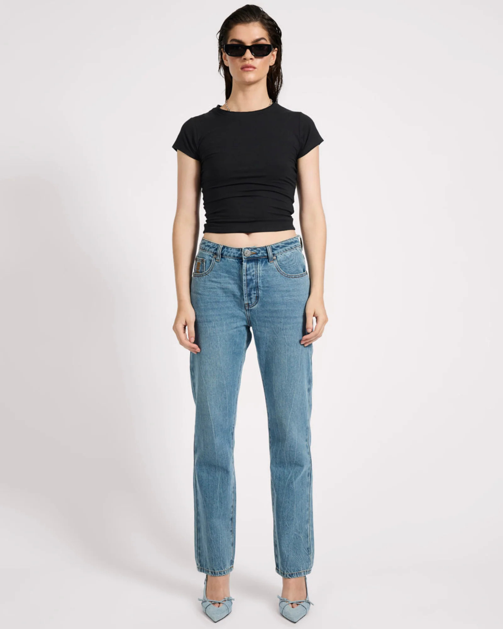 Austins Mid Waist Relaxed Straight Leg Jeans - Blue Crush | One Teaspoon | OneTeaspoon