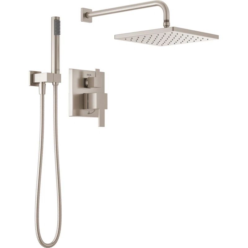 342701-SP Modern Raincan Square Shower System, Rain Shower Head with Handheld Spray, Shower Fauce... | Wayfair North America