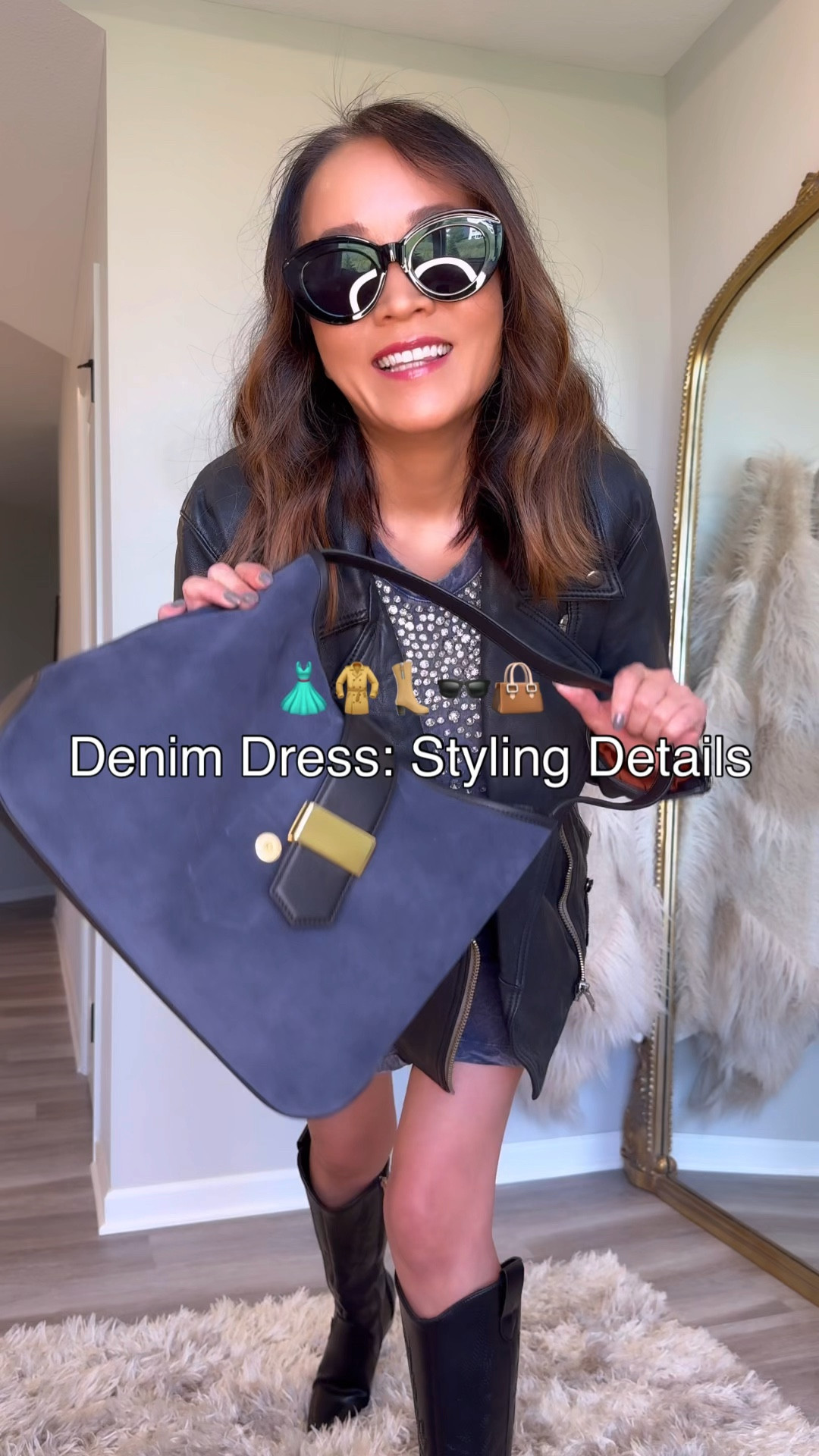 Fun sparkly looks like denim dress!

Dress: TTS
Boots: TTS 
Jacket: sized up one

#LTKStyleTip #LTKVideo #LTKOver40