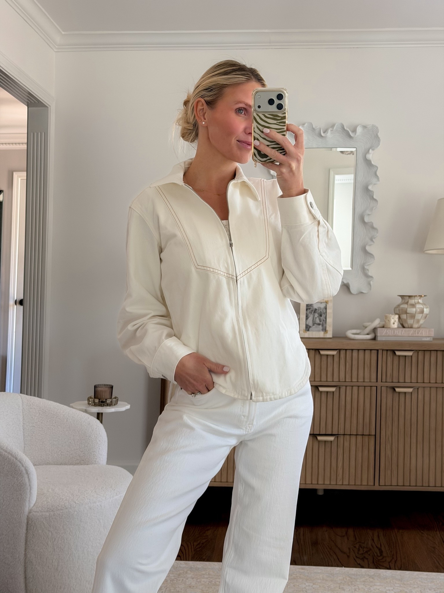 Gap x Victoria Beckam denim zip up-- perfect for spring and cooler summer evenings

#LTKootd #LTKgrwm #LTKdayinmylife