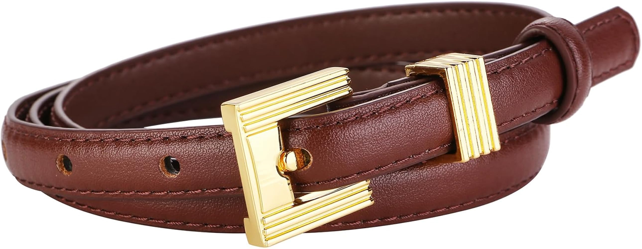 ALAIX Women Skinny Leather Belt for Jeans Pants Dress Belts Thin Black Leather Belt Gold/Silver B... | Amazon (US)