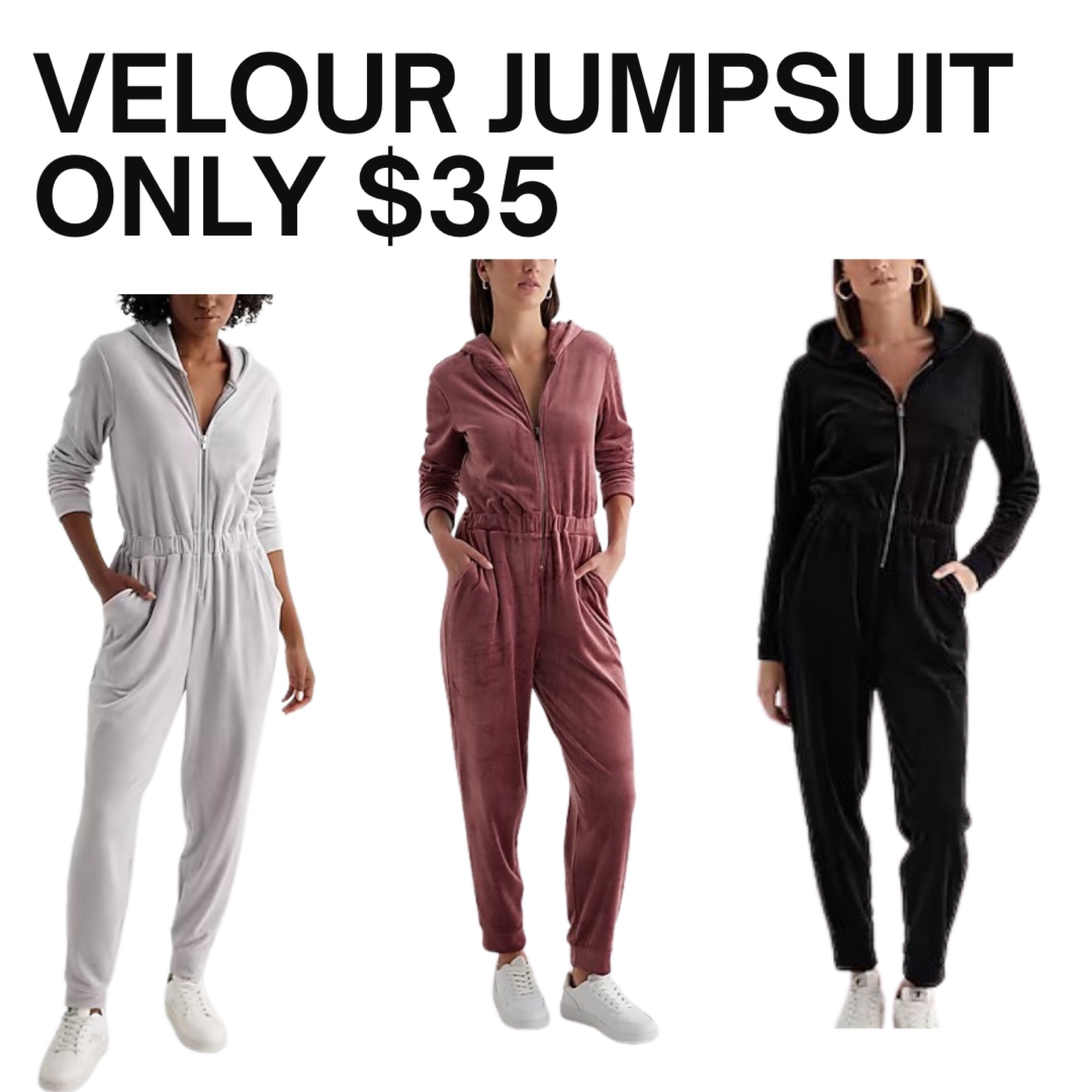 Velour Zip Up Hooded Jumpsuit curated on LTK