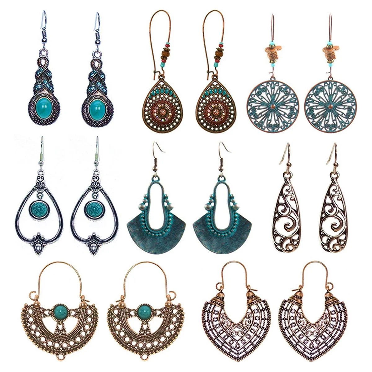 Long Earrings Vintage Drop Dangle Long Earrings for Women Girls Long Bohemian Earrings Set Boho J... | Walmart (US)
