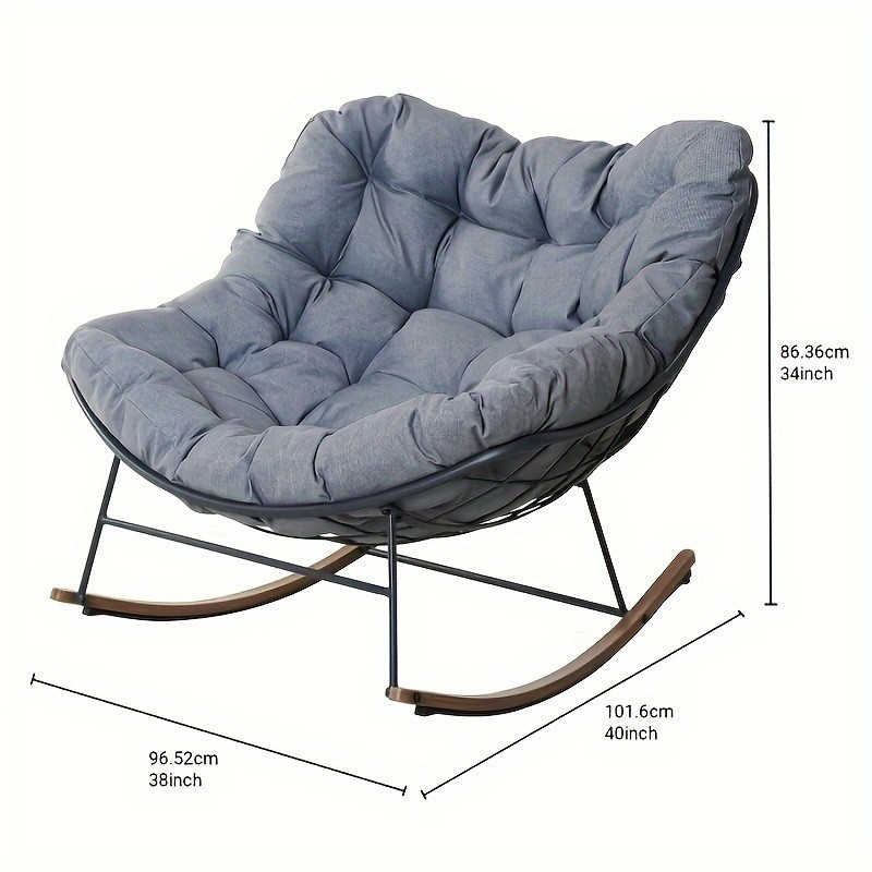 TEMU Outdoor Rocker Recliner Chair, E-coated Papasan Style, Cushioned And Comfortable, Grey Finish, Ideal For Patio, Porch, Garden, Or Backyard | Temu Affiliate Program