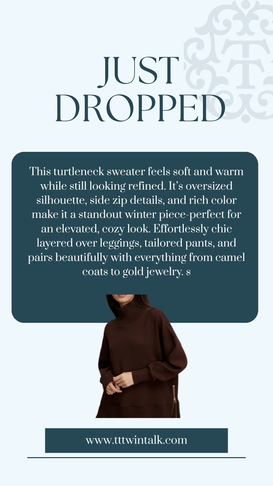 We love this elevated turtleneck sweater with gold side zipper details makes for a lovely transition piece.  Warm and elegant style! 

#LTKGiftGuide #LTKHoliday #LTKOver40