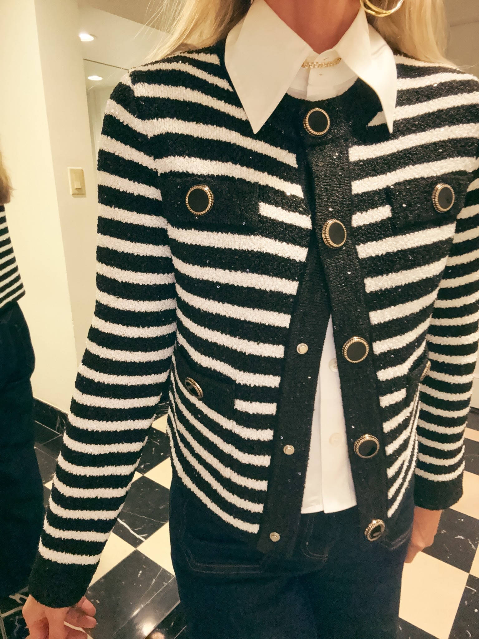 This sweater is a truly special piece that does all the heavy lifting for you. Simply style it with a white shirt and jeans and you’re ready to go. The elegant gold buttons paired with the subtle sparkle woven in the fabric make this perfect for the holidays, a dinner out, or anytime you want to add that done-for-you special outfit.

This is one of those versatile pieces you’ll reach for again and again.

 Use Code: BFRIGCSF:
• Spend $150, Get a $75 Gift Card
• Spend $500, Get a $125 Gift Card
• Spend $1,000, Get a $250 Gift Card
• Spend $3,000, Get a $750 Gift Card

#LTKCyberWeek #LTKSeasonal #LTKHoliday