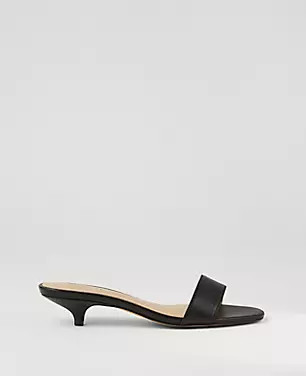 Leather Strappy Kitten Heel Mule Sandals | Ann Taylor