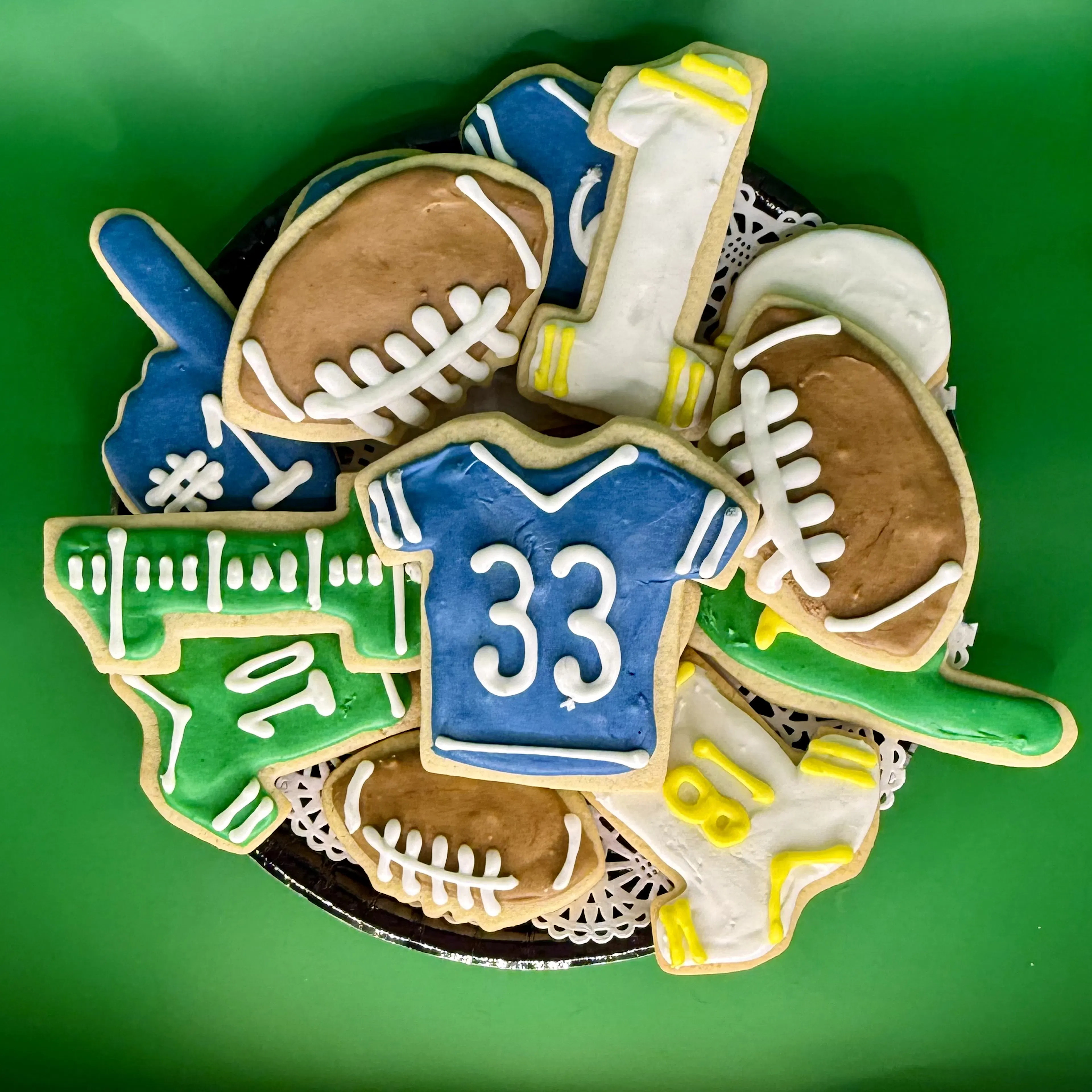 "Big Football Game" Sugar Cookie Platter by Bread and Roses Bakery | Goldbelly | Goldbelly