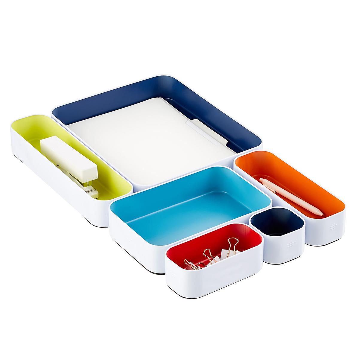 Three by Three Deep Paper-Size Metal Drawer Organizers Set of 6 | The Container Store