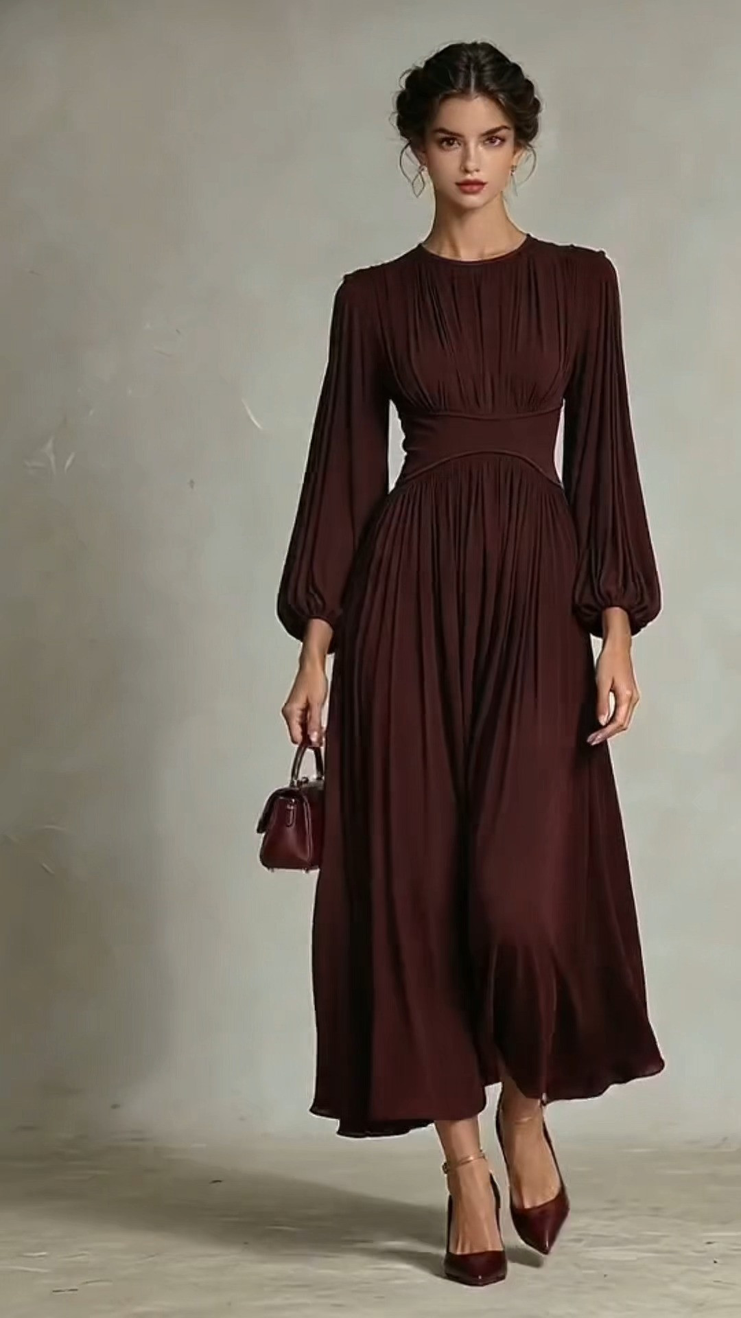 Burgundy Long Sleeve Midi Dress Formal Outfit
#BurgundyDress #WeddingGuestDress #FormalOutfit #EveningDress #FallDress 

 #LTKootd #LTKOver40 #LTKWedding