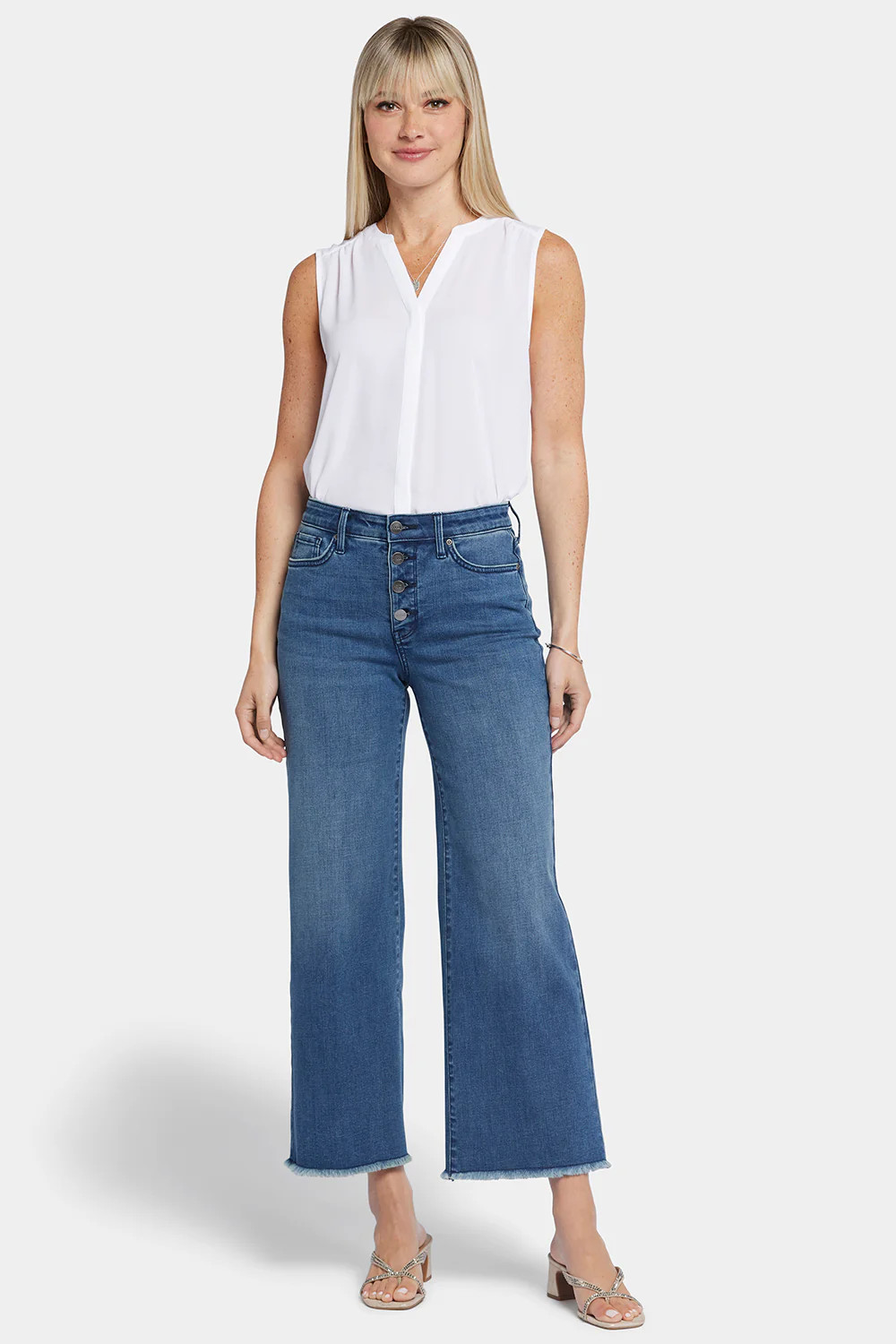 Teresa Wide Leg Ankle Jeans - Mission Blue | NYDJ