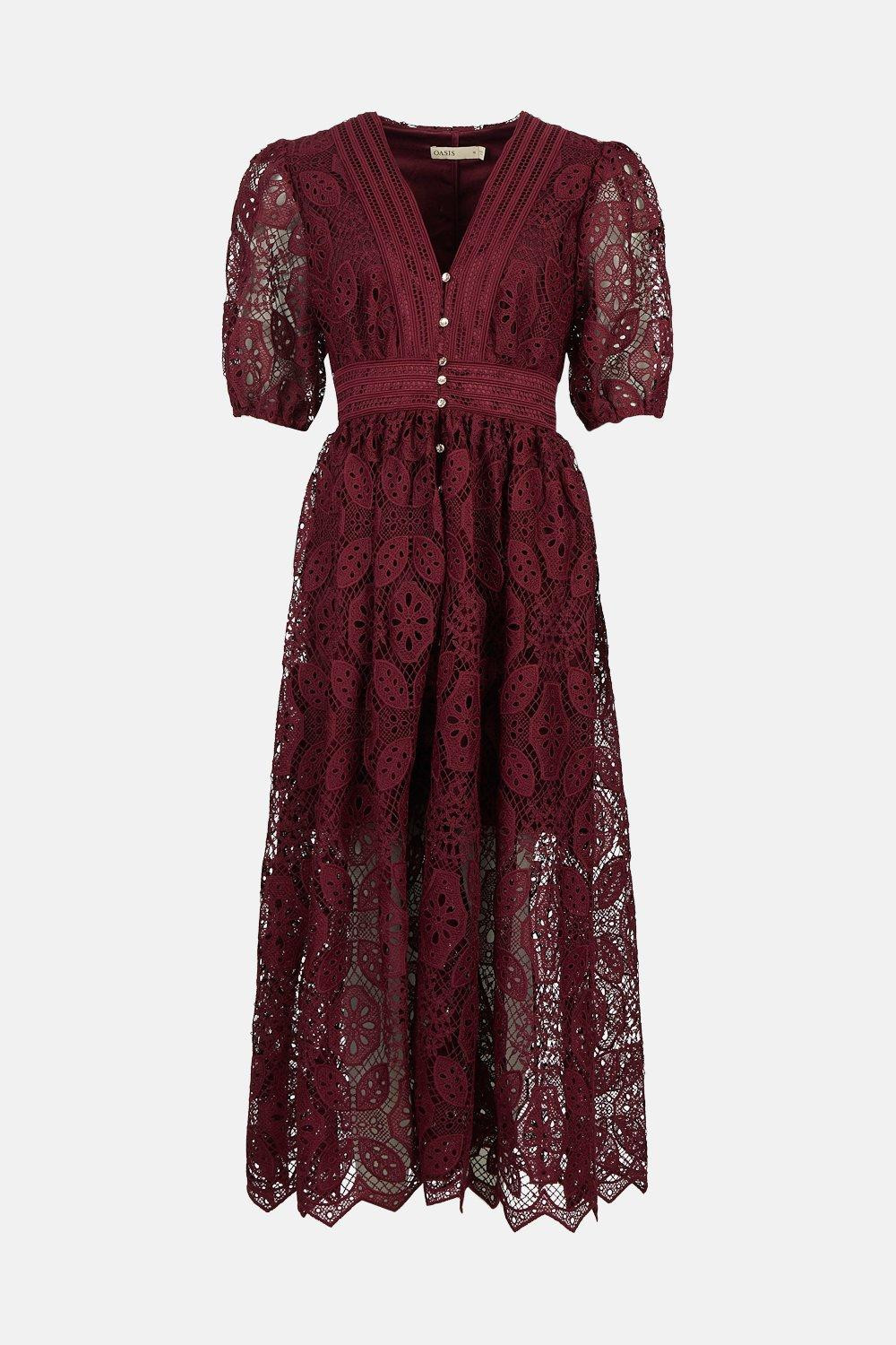 Lace Button Through Midaxi Dress | Oasis UK & IE