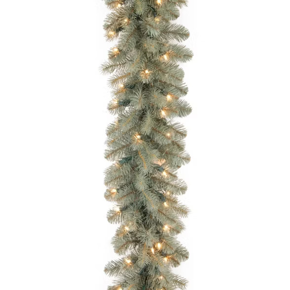 National Tree Company Pre-Lit Artificial Christmas Garland, Blue, Downswept Douglas Fir, White Li... | Target