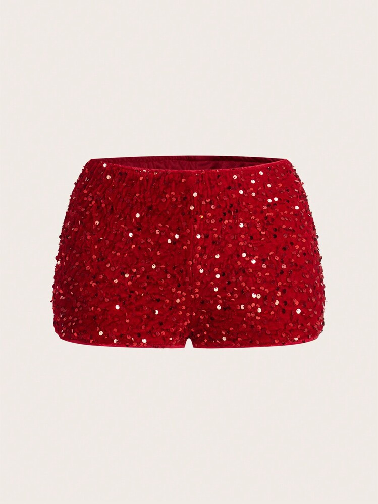 SHEIN ICON Sparkly Club/Party/Back To School Season Shorts | SHEIN
