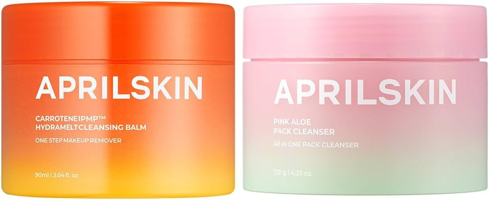 APRILSKIN Double Cleanse Duo – Carrotene IPMP™ Hydromelt Cleansing Balm & Pink Aloe Facial Po... | Amazon (US)
