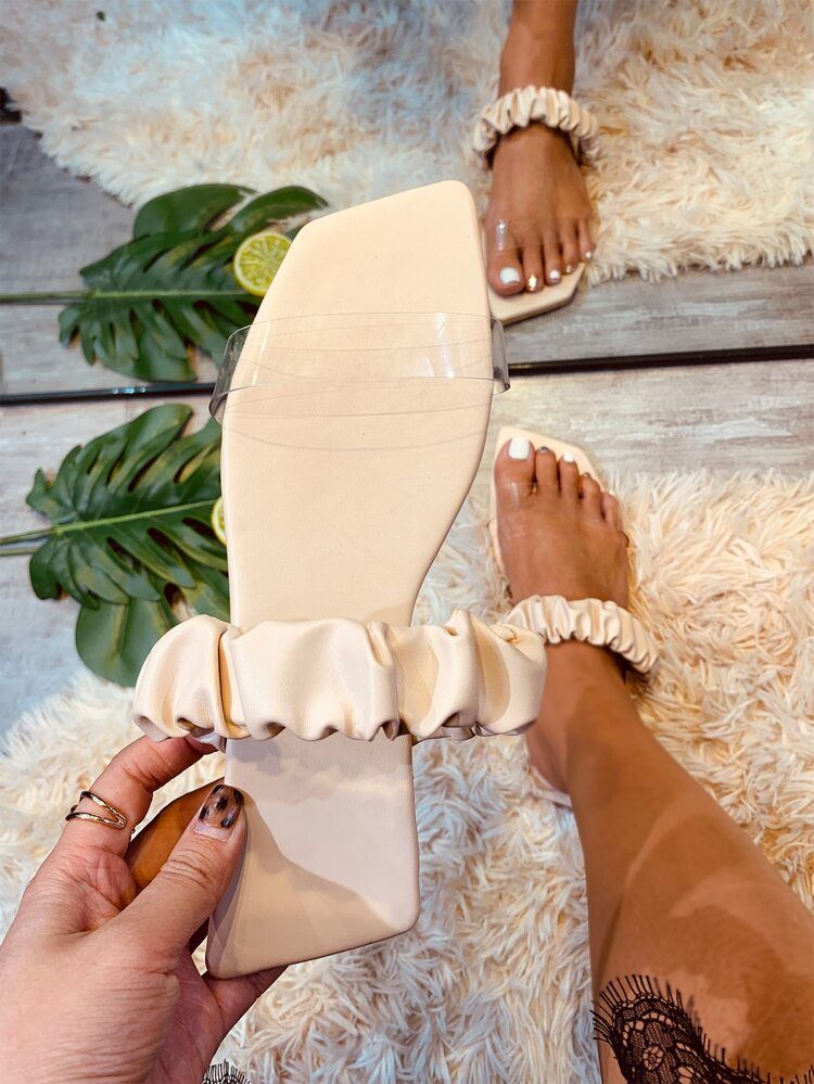 Clear Ruched Slide Sandals | SHEIN