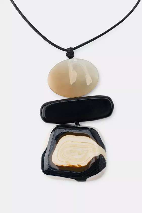 LEATHER CORD AND RESIN NECKLACE | Zara UK