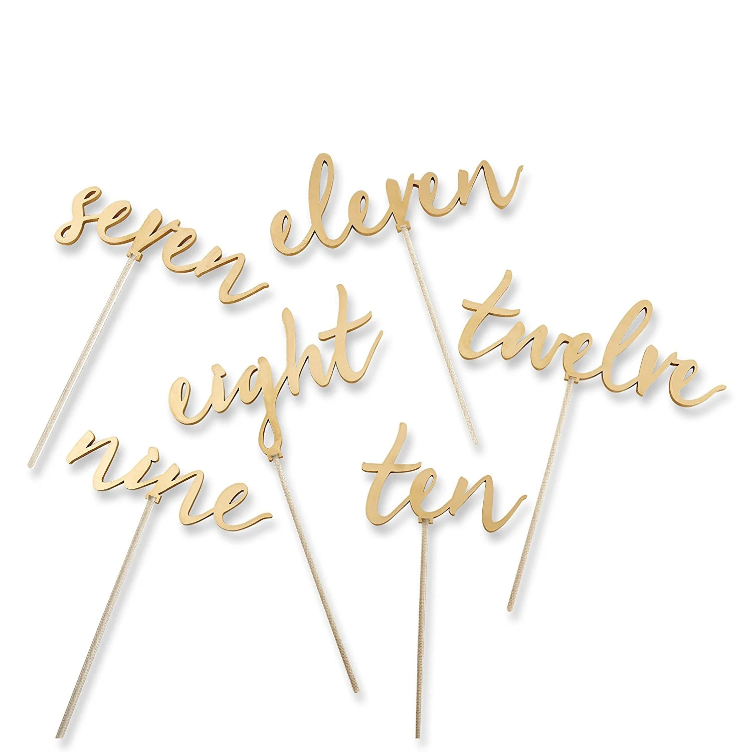 Kate Aspen Calligraphy Table Numbers (7-12), Gold, Gorgeous gold matte acrylic table numbers in a... | Walmart (US)