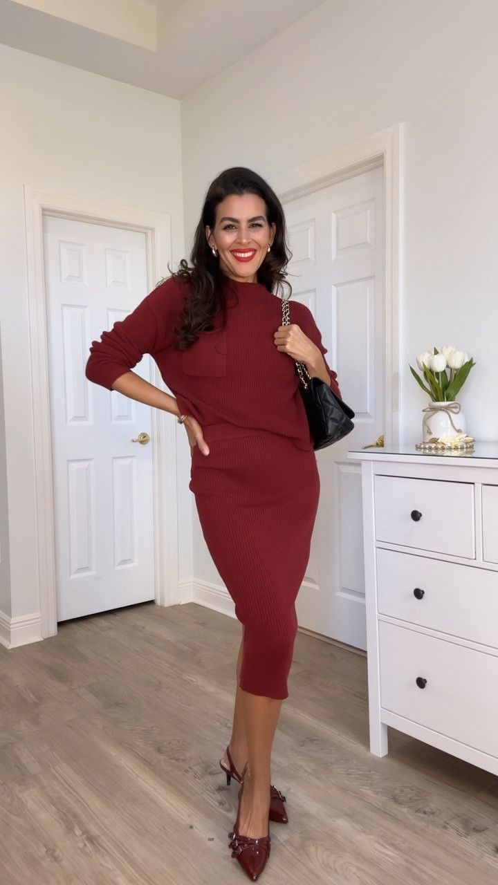 All sizing and details 💃🏻👇🏼
Size S in the set. Available in a bunch of colors.
• Sling back shoes are available in more colors. Wearing at 9.5 true to size.
• Size L and bottom down shirt.
• Size medium in denim jacket.
• Size 25x34” in wide leg jeans. Color is far and wide. 
• lipstick is Ruby woo.
I’m 5’7”| 126 pounds size S-XS

#LTKFallSale #LTKCon #LTKSaleAlert