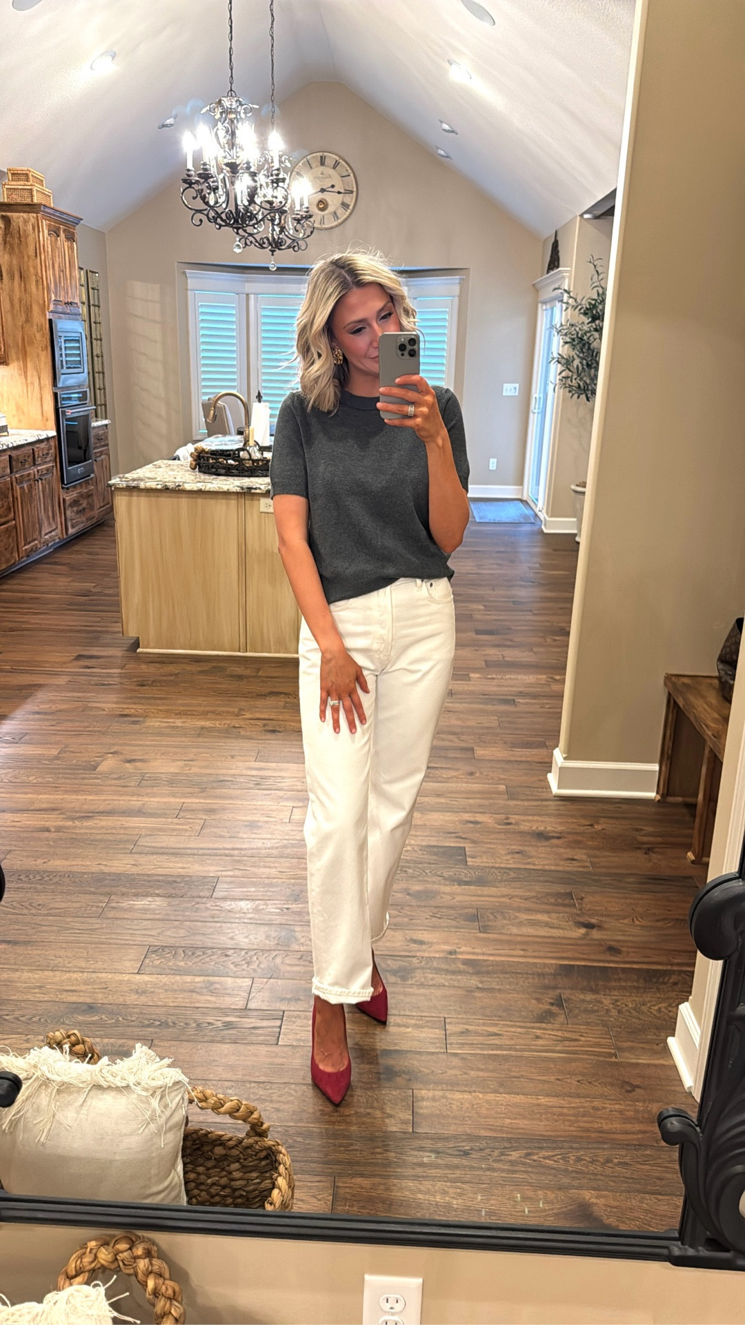Dinner look♥️
Target $22 soft knit top that you need this fall! 
Wearing a size small in top, tts.
Denim and heels runs tts 👠

#LTKStyleTip #LTKFindsUnder50
