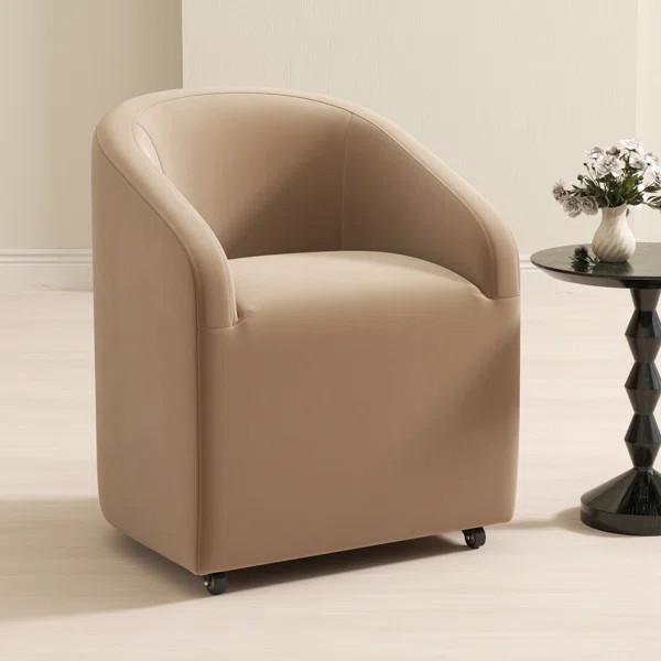 Upholstered Barrel Back Dining Chair With Swivel Casters Modern Arm Side Chair For Dining Room/Ki... | Wayfair North America