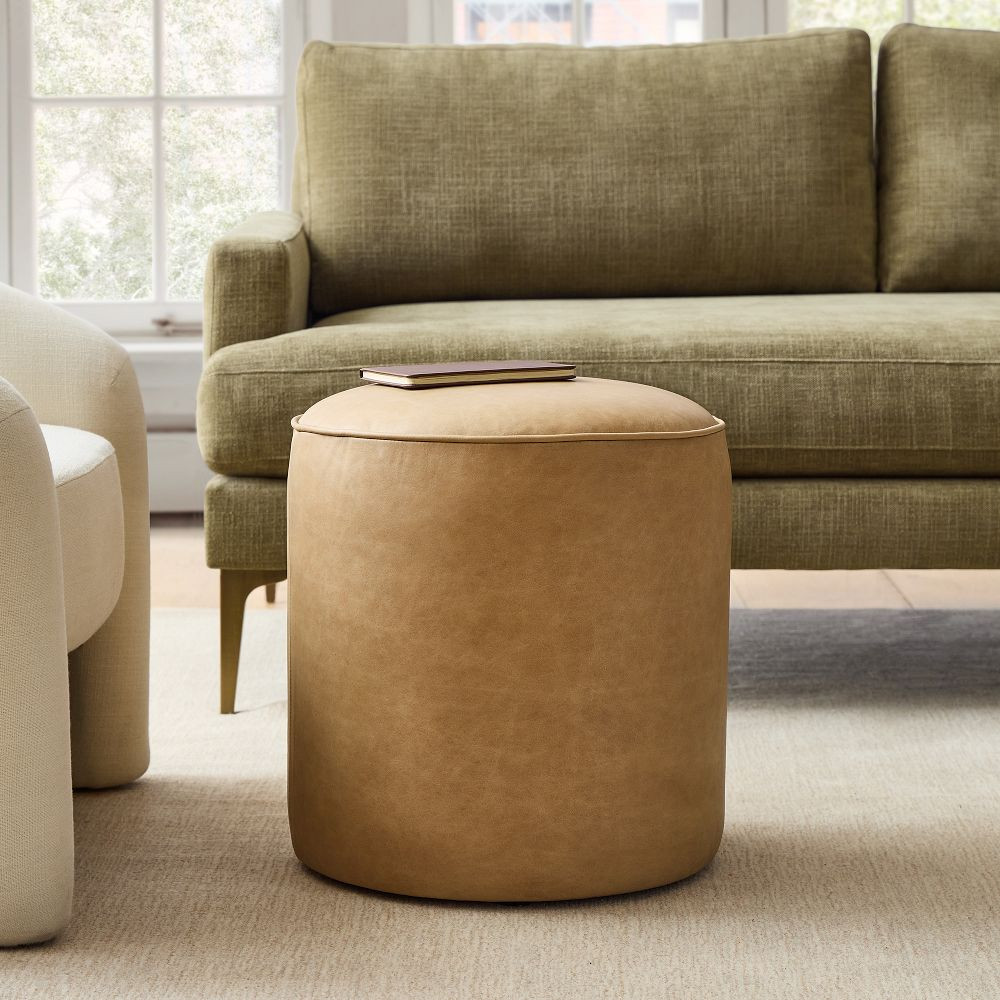 Isla Leather Ottoman | West Elm (US)