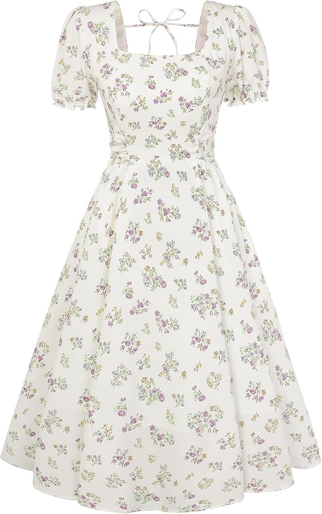 Belle Poque Vintage Dress for Women 2026 Summer 1950s Midi Cottagecore Dresses Square Neck Weddin... | Amazon (US)