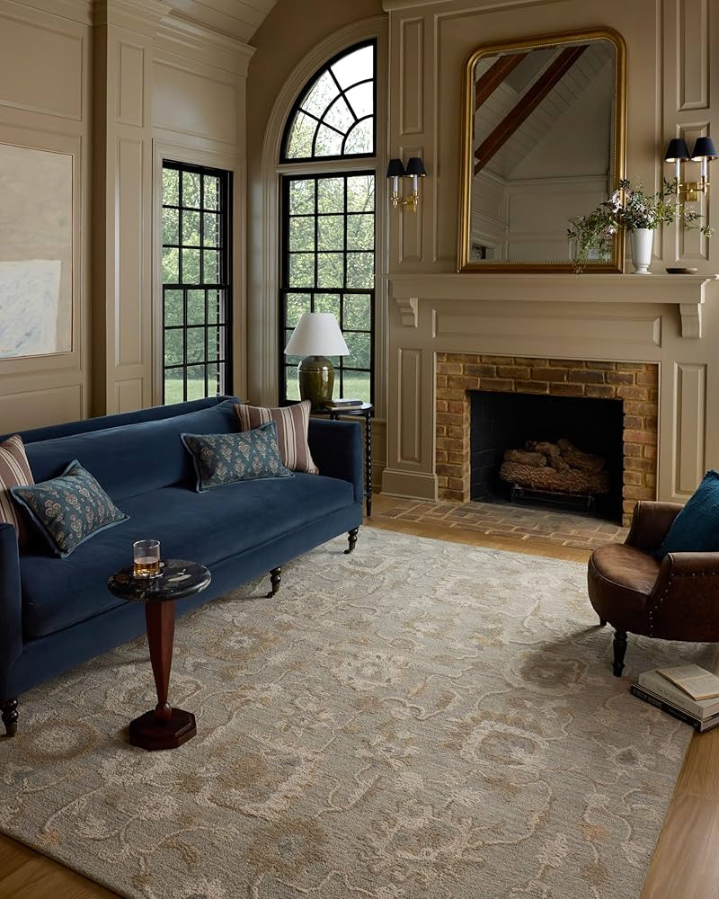 Loloi Chris Loves Julia Dorothea Collection DRT-01 Stone/Multi 7'-9" x 9'-9" Area Rug Wool Neutra... | Amazon (US)