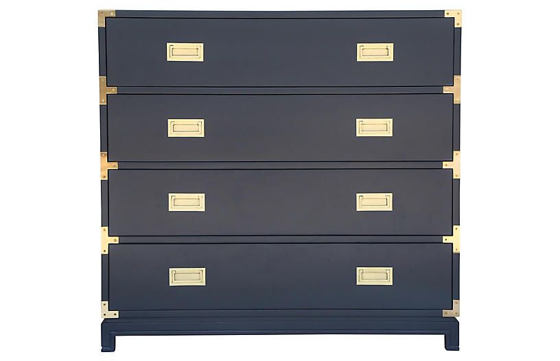 Carlyle 4-Drawer Campaign Dresser, Navy | One Kings Lane