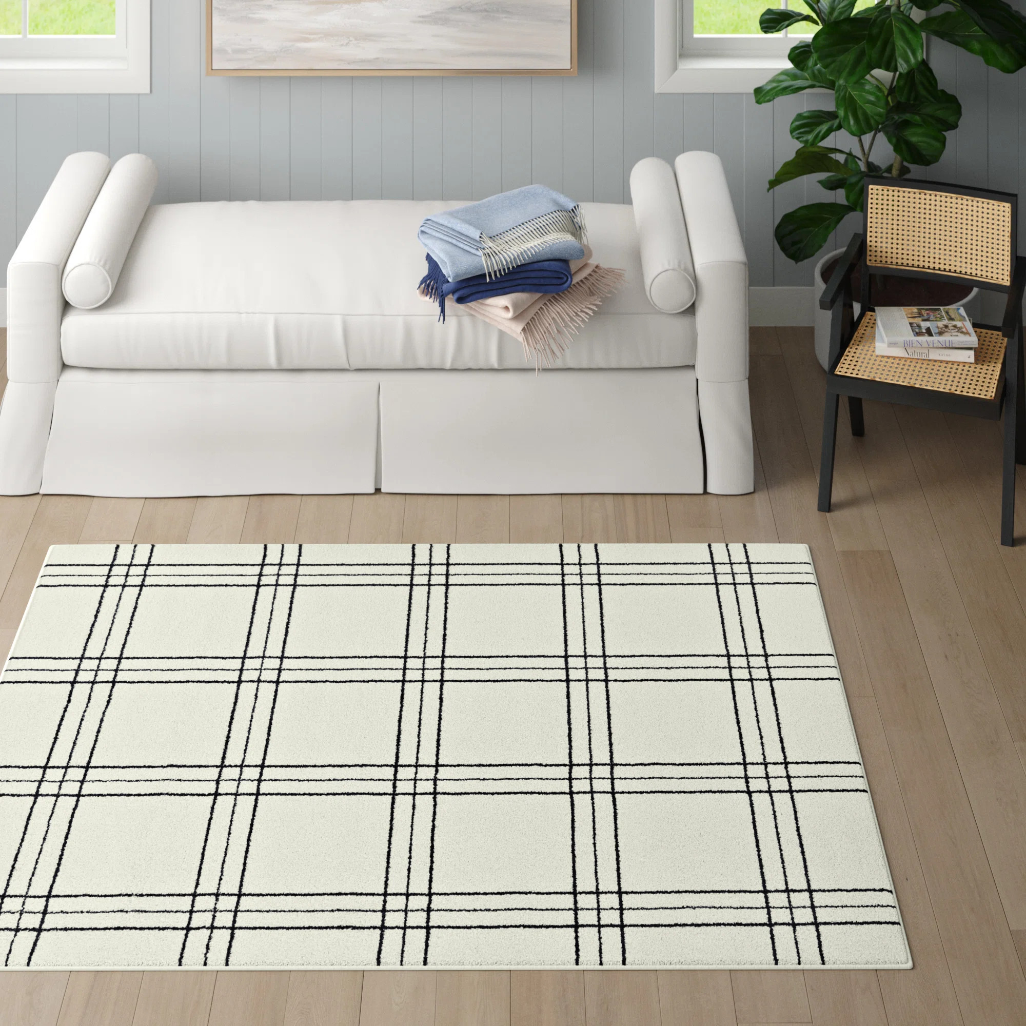 Sand & Stable™ Melany Plaid White Area Rug & Reviews | Wayfair | Wayfair North America