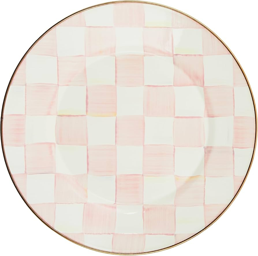 MACKENZIE-CHILDS Enamel Dinner Plate, Pink-and-White Rosy Check | Amazon (US)