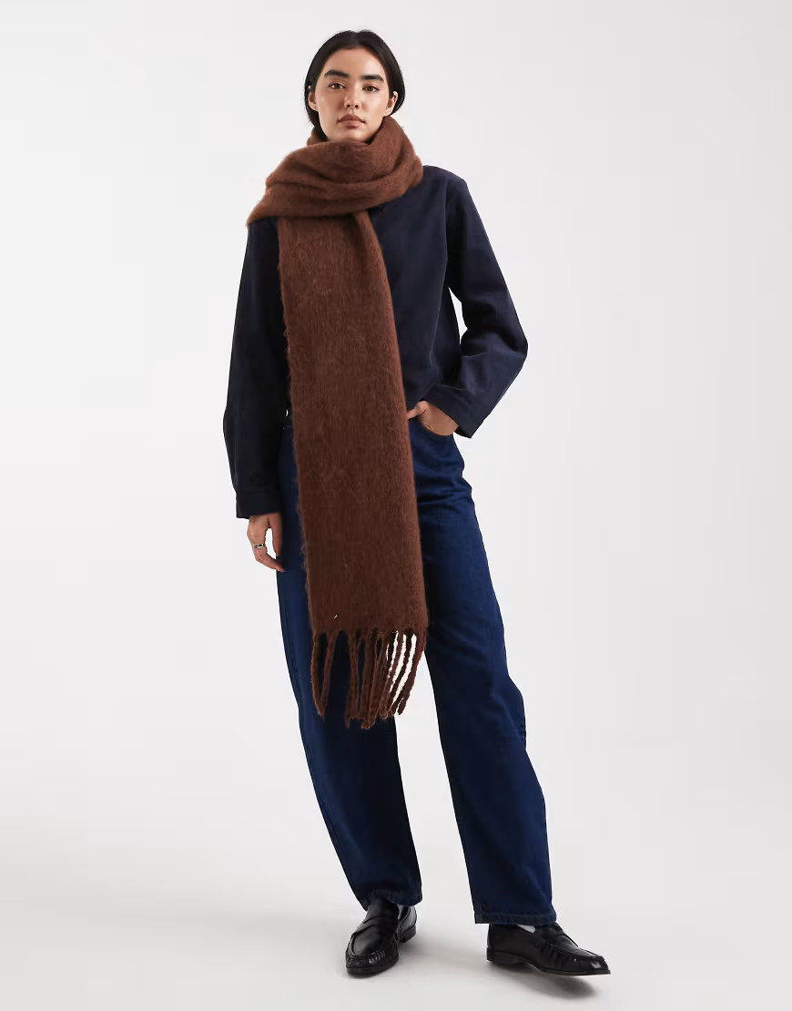 Threadbare chunky blanket scarf in chocolate brown | ASOS (Global)
