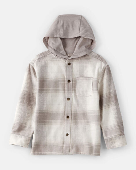 Boys Hooded Button-Down Shirt - Brown | Carter's Inc