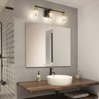 Artika Champagne Globe 26 in. 3 Light Black & Gold Modern Integrated LED 5 CCT Vanity Light Bar f... | The Home Depot