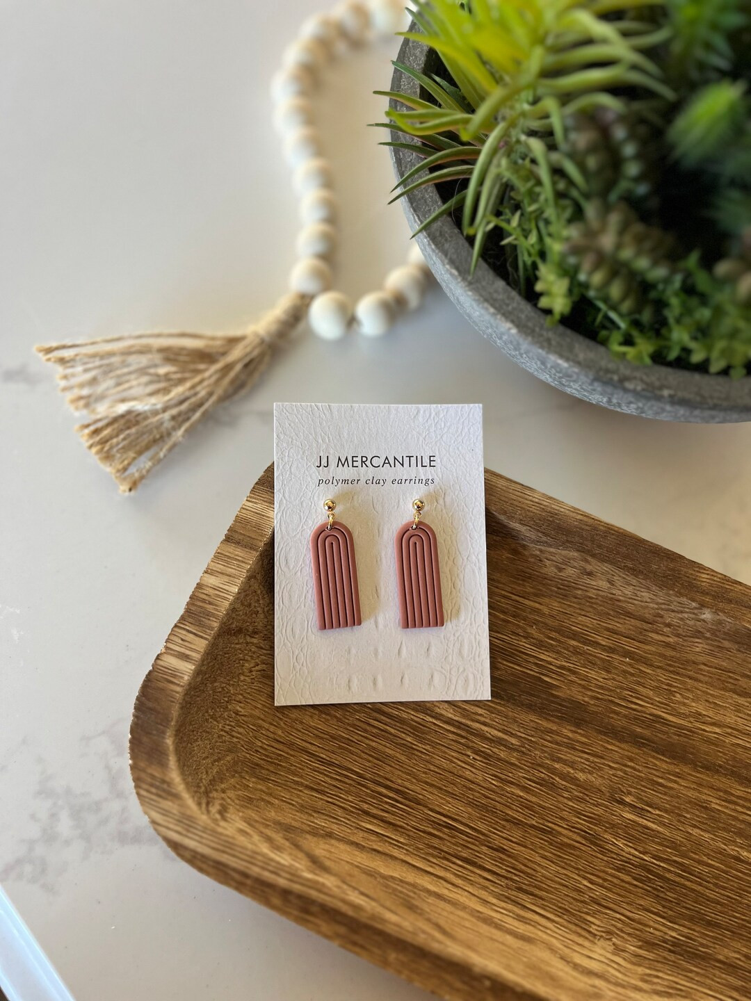 Dusty Pink Rainbow Dangles CLAY EARRINGS Handmade Hypoallergenic - Etsy | Etsy (US)