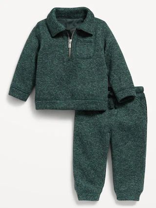 Sweater-Fleece Quarter-Zip Sweatshirt and Jogger Pants for Baby | Old Navy (US)