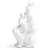 K&K Interiors 16206A 14.75 Inch White Ceramic 3 Bunnies Stacked | Amazon (US)