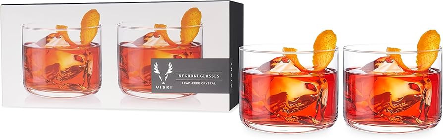 Viski Raye Crystal Negroni Glasses, Lowball Cocktail Glasses Premium Crystal Glassware, 8oz Tumbl... | Amazon (US)