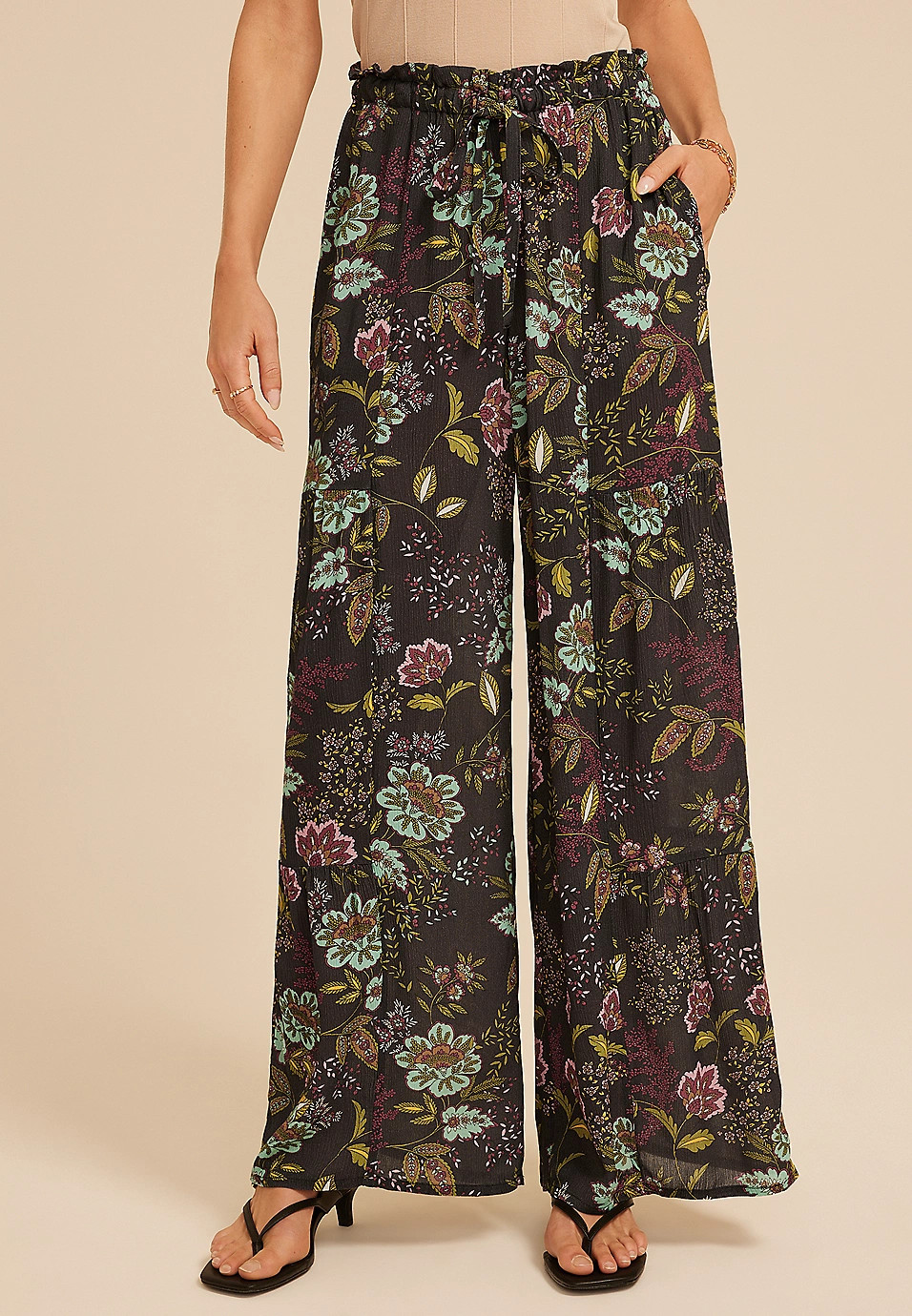 Printed Palazzo High Rise Pant | Maurices