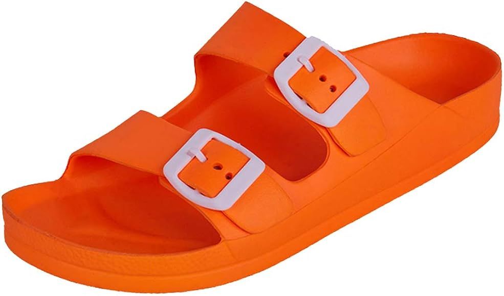 Women's Comfort Slides Double Buckle Adjustable EVA Flat Sandals | Amazon (US)