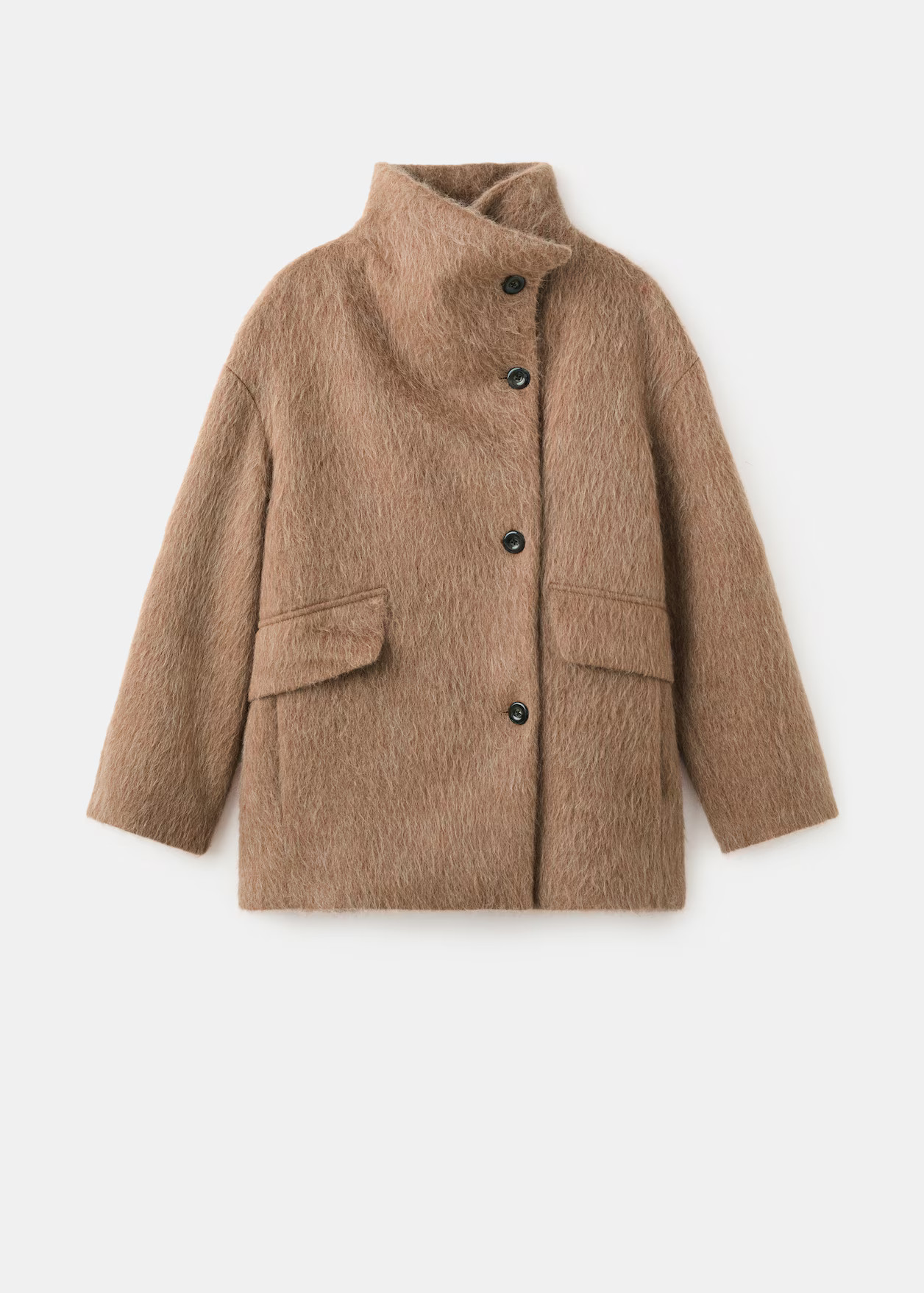 Wool-blend funnel-neck coat | MANGO (UK)