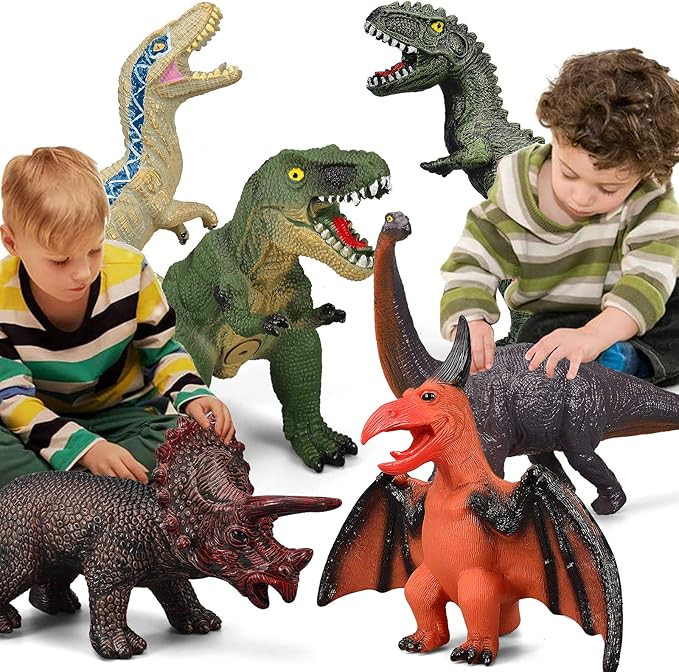 Gzsbaby 6 Piece Jumbo Dinosaur Toys for Kids and Toddlers, Dinosaur Toys for Kids 3-5, Large Soft... | Amazon (US)