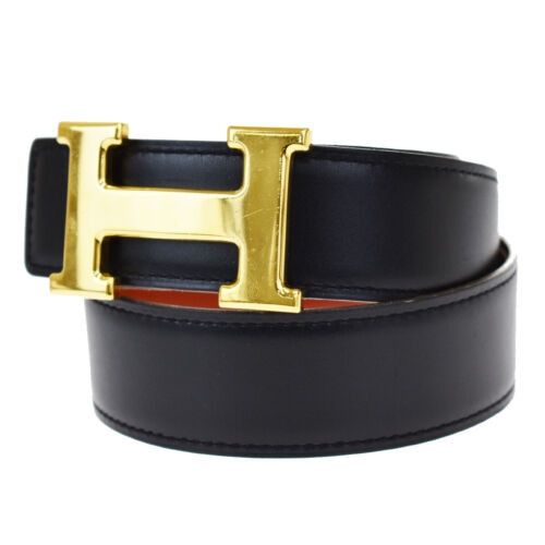 Authentic HERMES Constance H Buckle Belt Leather Black Red #65 France 34JC277  | eBay | eBay US