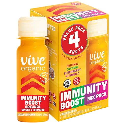 Vive Organic Immunity Boost Shots -Variety 4 Pack (2oz, 4 Count) | Amazon (US)