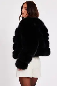 Jackets & Coats | Black Faux Fur Jacket | Quiz | Debenhams UK