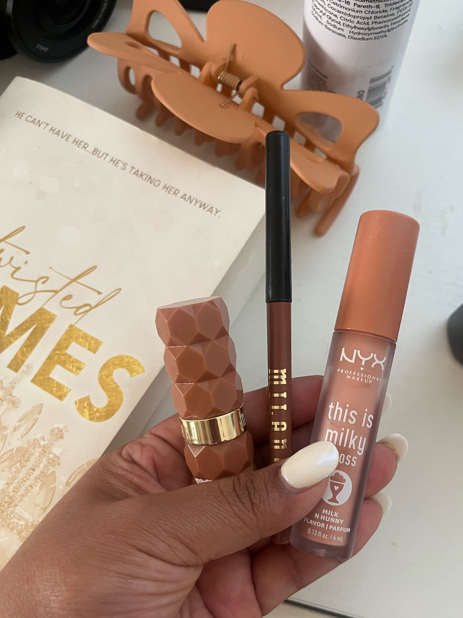 Favorite nude lip combo 
Lipliner in cafe au lait
Lipstick in tease 
And lipgloss in milk and hunny 

#LTKfindsunder50 #LTKstyletip #LTKbeauty