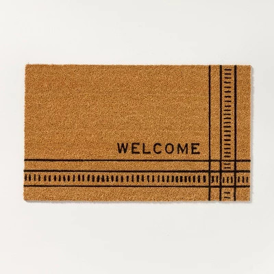 Outdoor Dash & Stripe Welcome Coir Doormat - Hearth & Hand™ with Magnolia | Target