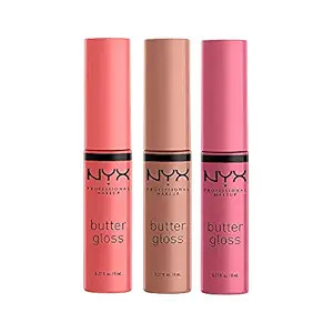 NYX PROFESSIONAL MAKEUP Butter Gloss, Non-Sticky Lip Gloss - Pack Of 3 (Angel Food Cake, Creme Br... | Amazon (US)