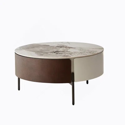 Modern Round White Coffee Table with Drawers and metal legs,Drum Coffee Table | Wayfair North America